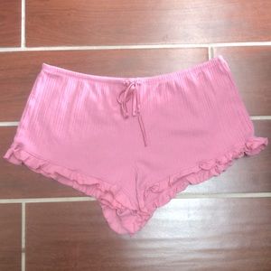 Victoria’s Secret Ribbed Knit Ruffle Bottom Sleep Shorts Pajamas PJ Bottoms